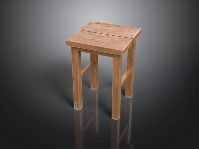 Wooden Square Top Table With Four Legs Light Wood Finish Simple Design 3d model