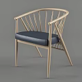 Modern Dining Chair With Wooden Frame Slatted Back And Black Cushion Design