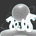 Golden Sculpture With Two Dragons Coiled Around Gray Sphere On Black Base