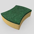 Green And Yellow Curved Cleaning Sponge With Scrub Side And Soft Body 3d model