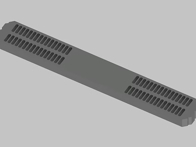 Durable Gray Long Slotted Grille Panel With Multiple Ventilation Holes Design 3d model
