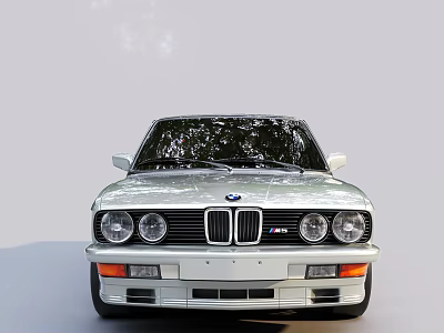 Silver BMW M3 Classic Car Front View With Round Headlights And Chrome Grille 3d model