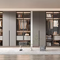 Modern Wardrobe Interior Design With Glass Doors Hanging Clothes And Storage Drawers
