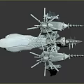 Futuristic Cosmic Spacecraft With Mechanical Propellers And Metallic Wing Structure For Interstellar Exploration 3d model