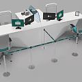 Modern Office Desk Setup With Computers Chairs And Dividers In Open Workspace 3d model