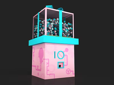 Playground Equipment With Transparent Glass Case Colorful Balls Pink Base Blue Accents And Number 10 3d model