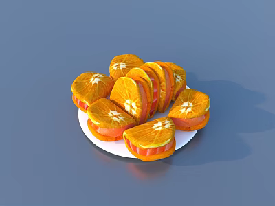 Fresh Orange Slices Sandwiches On White Plate With Sweet Cream Filling 3d model