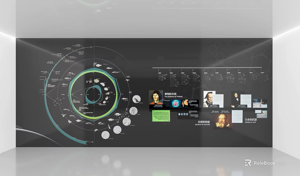 Informative Display Interface Featuring Circular Chart Portrait Images And Data Metrics Presentation 3d model 