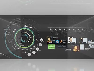 Informative Display Interface Featuring Circular Chart Portrait Images And Data Metrics Presentation 3d model