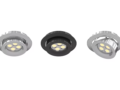 Modern LED Downlights and Spotlights with Black Silver Finish Round Design Multiple LED Bulbs 3d model