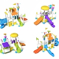 Colorful park children's slide water slide water music equipment water play sketch water park 3d model