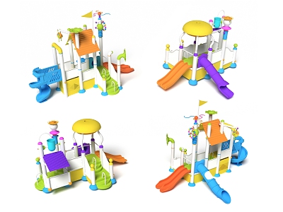 Colorful park children'slide water slide water music equipment water play sketch water park 3d model