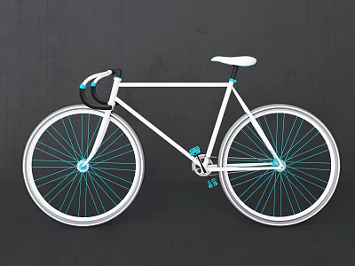 Stylish Modern Minimalist Bicycle With White Frame Blue Accents And White Rims 3d model