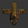 Vintage Rusted Yellow Red Mechanical Component With Worn Surface And Metal Plate