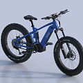 Blue Electric Fat Tire Bike With Large Wheels And Black Seat