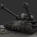 Detailed Military Tank Weapon With Dual Cannons Tracks And Ammunition Boxes