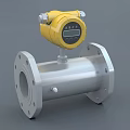 Industrial Flow Meter Equipment With Silver Pipeline And Yellow Digital Display Head