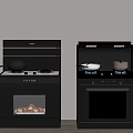 Modern range hood and stove combination 3d model