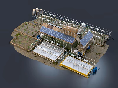 Sustainable Garden Landscape With Solar Panels Planting Areas And Ecological Design 3d model
