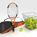 Wilson Tennis Equipment With Racket Bag Wire Basket Filled With Tennis Balls And Single Ball