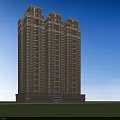 Modern High Rise Residential Building Facade With Large Windows Green Lawn And Blue Sky