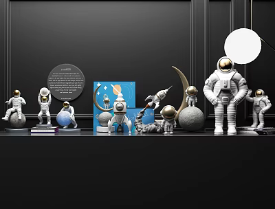 Modern Ornaments Combination Astronaut Spaceship 3d model