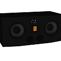 Black Home Audio Speaker With Dual Speakers Bass Ports Control Panel And Modern Design