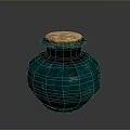 Green Ceramic Jar With Cork Lid For Home Decor And Storage 3d model