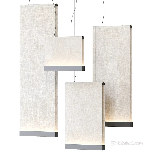 Modern Minimalist Rectangular Linen Pendant Lights Design for Interior Suspension 3d model