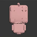 Pink Block Shaped Pig Stuffed Toy with Black Eyes Pink Nose Blush and Curly Tail