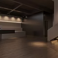 Spacious Two Story Exhibition Hall With Modern Display Tables And Wall Artworks