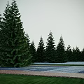 Modern Office Building With Stone Facade Vertical Windows Green Trees Parked Cars And Paved Plaza
