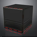 Industrial Server Cabinet With Dark Metallic Finish Stacked Structure And Red LED Strips