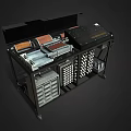 Vintage Industrial Machine With Metal Frame Control Panel Drawers And Grid Components