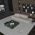 Italian sofa and coffee table combination 3d model