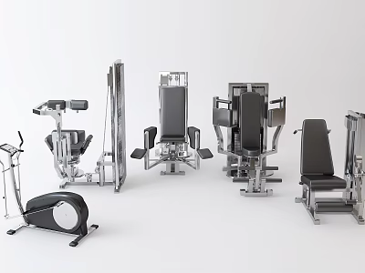 Complete Fitness Equipment Set For Gym With Strength Training And Cardio Machines 3d model