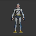 Shark Themed Diving Character Design With Yellow Fins And Blue White Suit