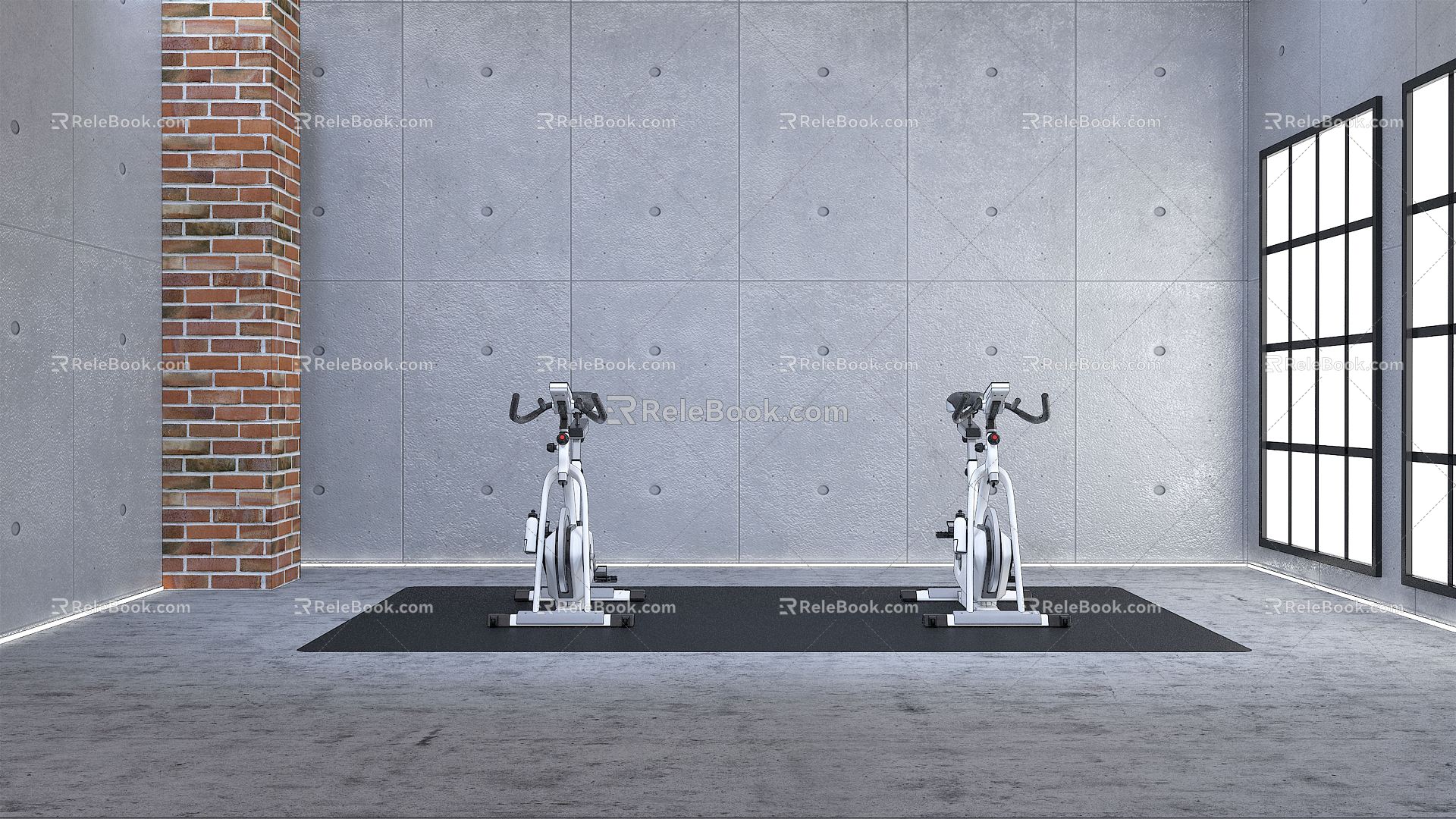 Modern fitness equipment sports studio 3d model