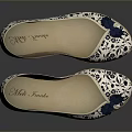 Women's Flat Shoes With Blue And White Floral Pattern And Blue Flower Decoration