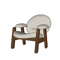 Modern Accent Chair with Cream Bouclé Upholstery and Wooden Frame for Living Room Decor