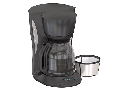 Modern Black Kitchen Coffee Maker Appliance With Glass Carafe And Metal Filter Basket 3d model