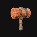 Handcrafted Wooden Hammer With Striped Design Brown Handle And Decorative Details