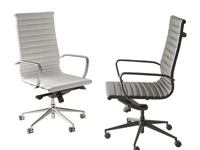 Modern Office Chairs With Striped Seat Back Armrests And Wheeled Base In Light Dark Gray 3d model