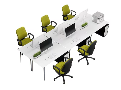 Modern Office Desk and Chair Staff Desk Staff Office Card Seat Staff Computer Desk 3d model