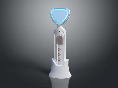 Advanced Modern Weapon Featuring White Body Blue Display Control Buttons And Base Stand 3d model