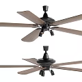 Modern Ceiling Fan With Black Base And Wooden Blades For Home Decoration