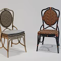 Leisure Chairs With Rattan Frames Round Backrests Geometric Patterns And Soft Cushions 3d model