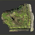 Lush Natural Scene Featuring Mossy Stone Structure Green Plants And Twisting Vines