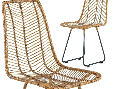 Elegant Outdoor Wicker Chairs With Curved Design And Black Metal Legs For Patio Use 3d model
