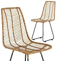 Elegant Outdoor Wicker Chairs With Curved Design And Black Metal Legs For Patio Use